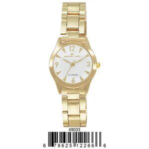 Women's Easy to Read Watch Gold and White Montres Carlo metal band Watch 40933